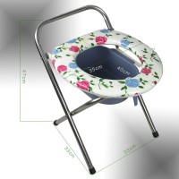 Durable Stable Folding Commode Chair Portable Camping Toilet Seat